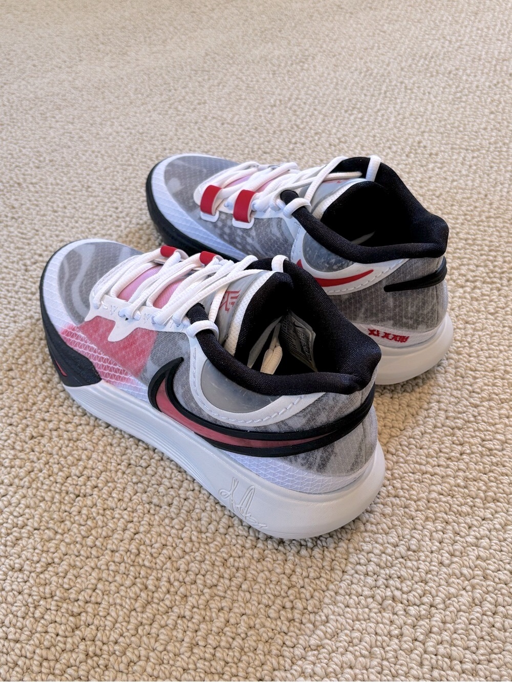 New Nike KYRIE 8 Athletic Sneakers in White/University Red-Black